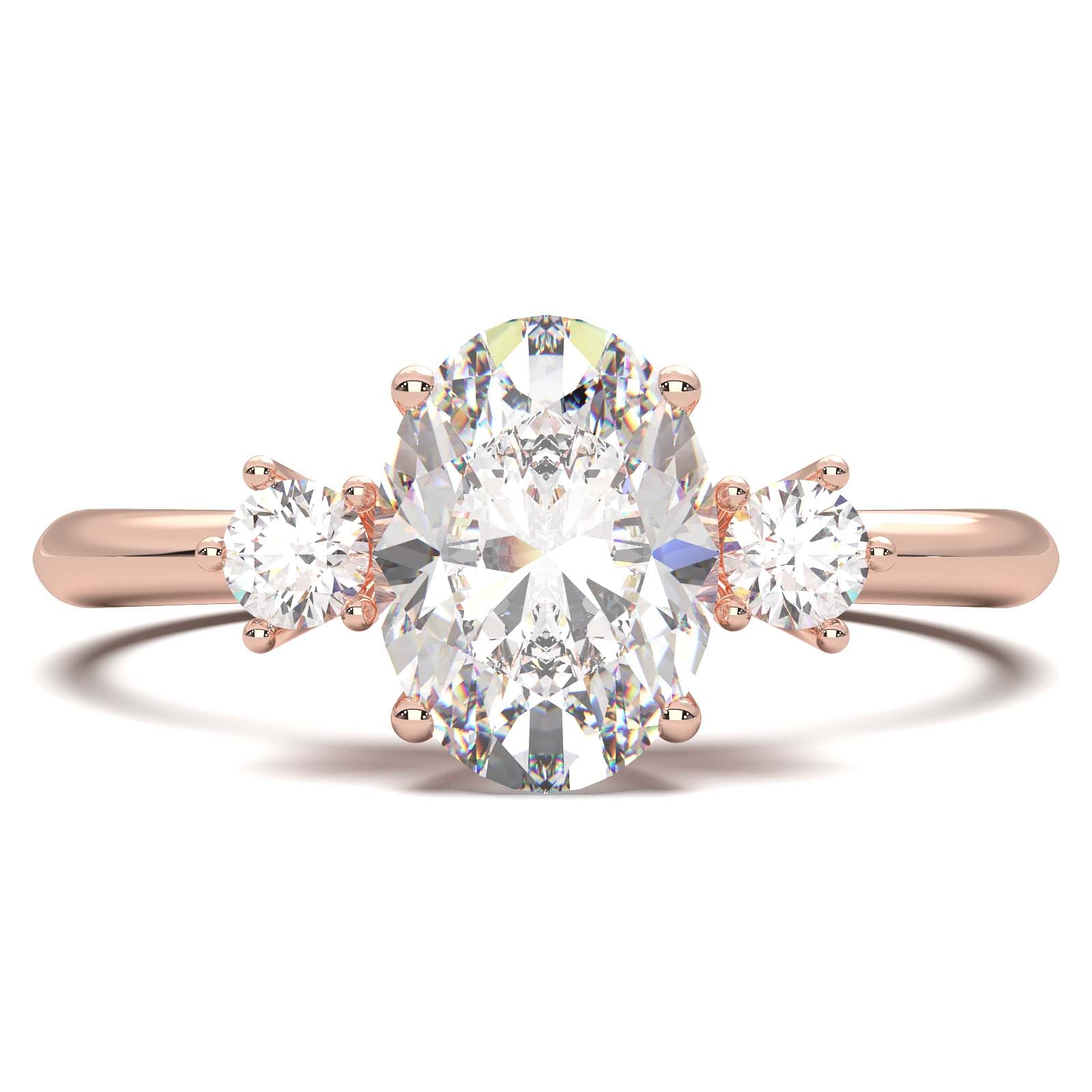 1 Carat Oval Lab-Grown Diamond Three-Stone Ring
