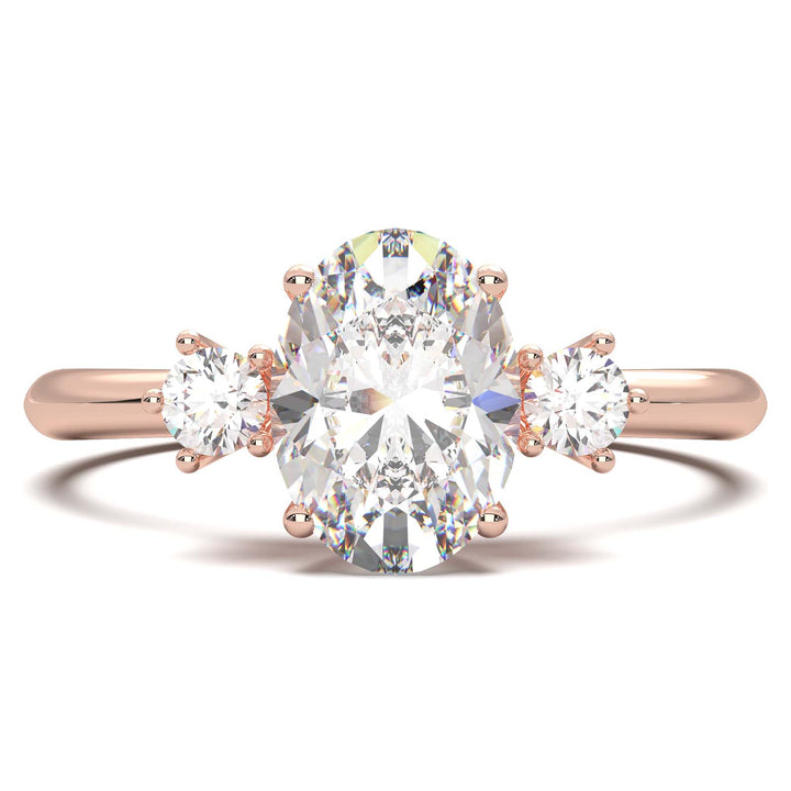 1 Carat Oval Lab-Grown Diamond Three-Stone Ring