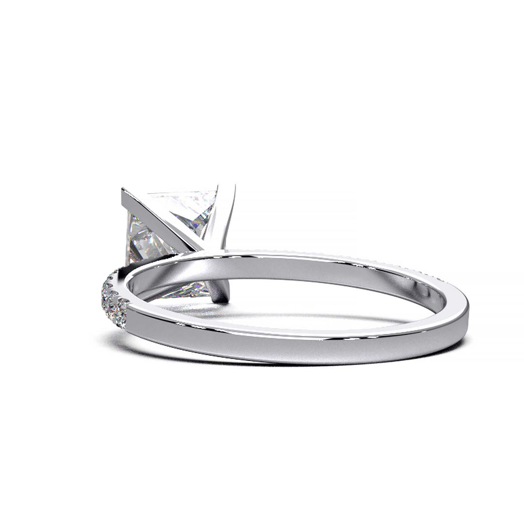 1.25 Carat Princess Cut Lab-Grown Diamond Pave Engagement Ring