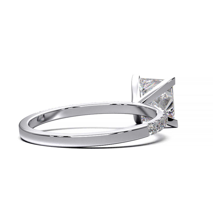1.25 Carat Princess Cut Lab-Grown Diamond Pave Engagement Ring