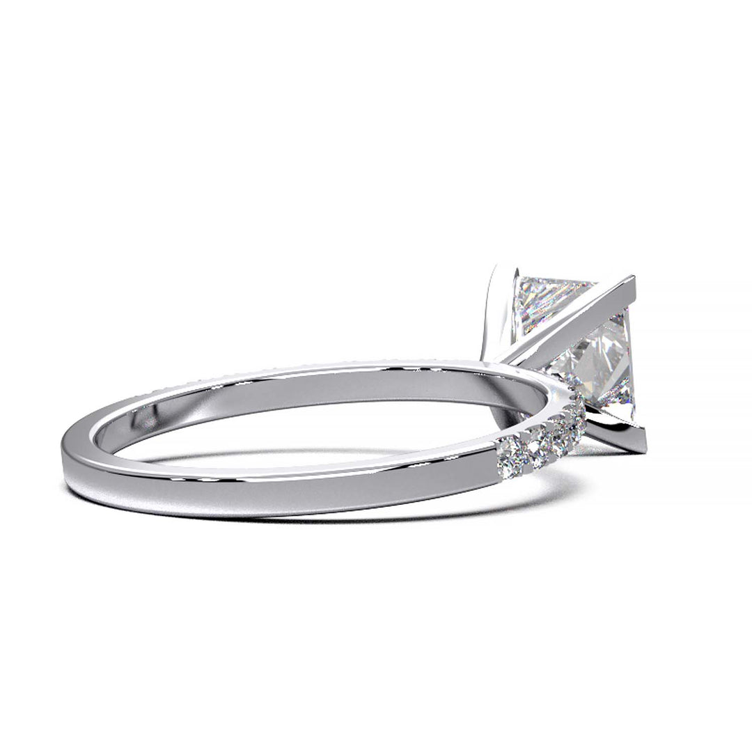 1.25 Carat Princess Cut Lab-Grown Diamond Pave Engagement Ring