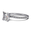 1.25 carat princess cut lab-grown diamond engagement ring with pave band and flush-fit base for a matching band alignment.