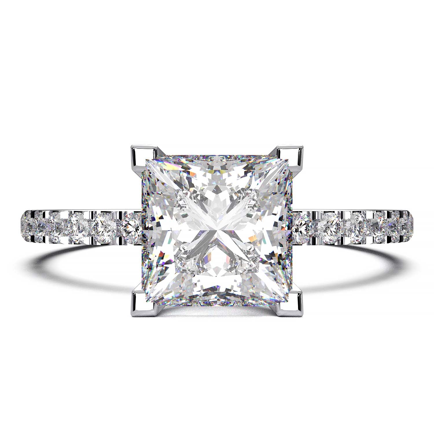 1.25 Carat Princess Cut Lab-Grown Diamond Pave Engagement Ring