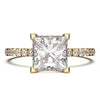 1.25 carat princess cut lab-grown diamond engagement ring with pave band and flush-fit base for a matching band alignment.