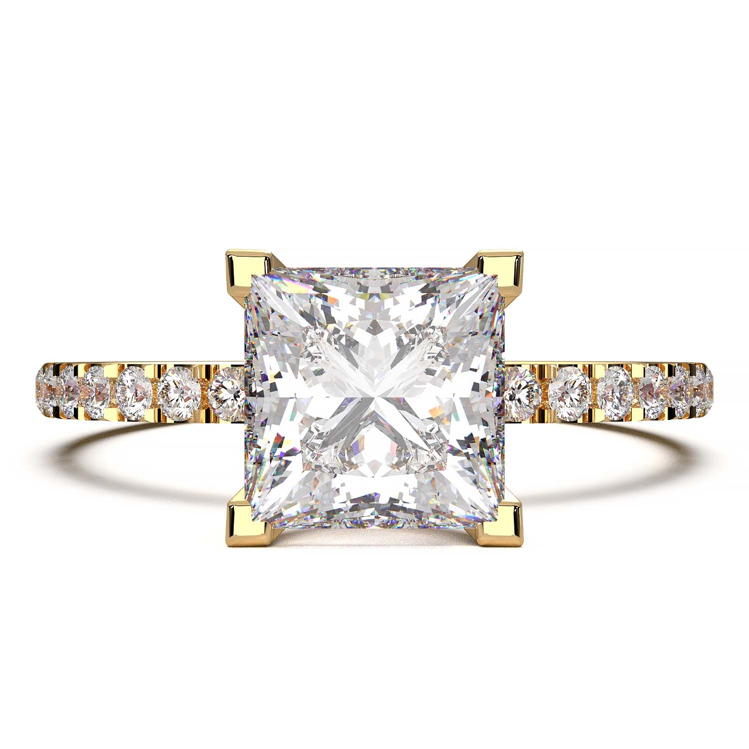 1.25 Carat Princess Cut Lab-Grown Diamond Pave Engagement Ring
