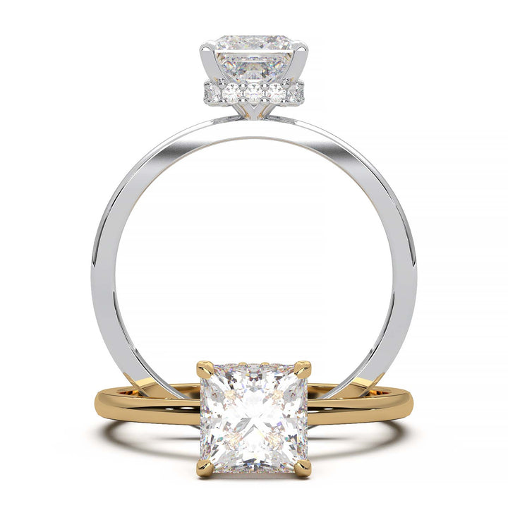 Princess Cut Lab-Grown Diamond Ring with Hidden Halo