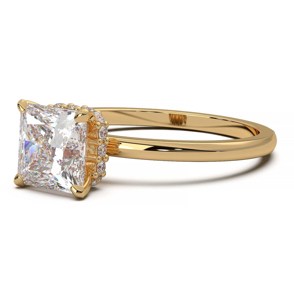 Princess Cut Lab-Grown Diamond Ring with Hidden Halo