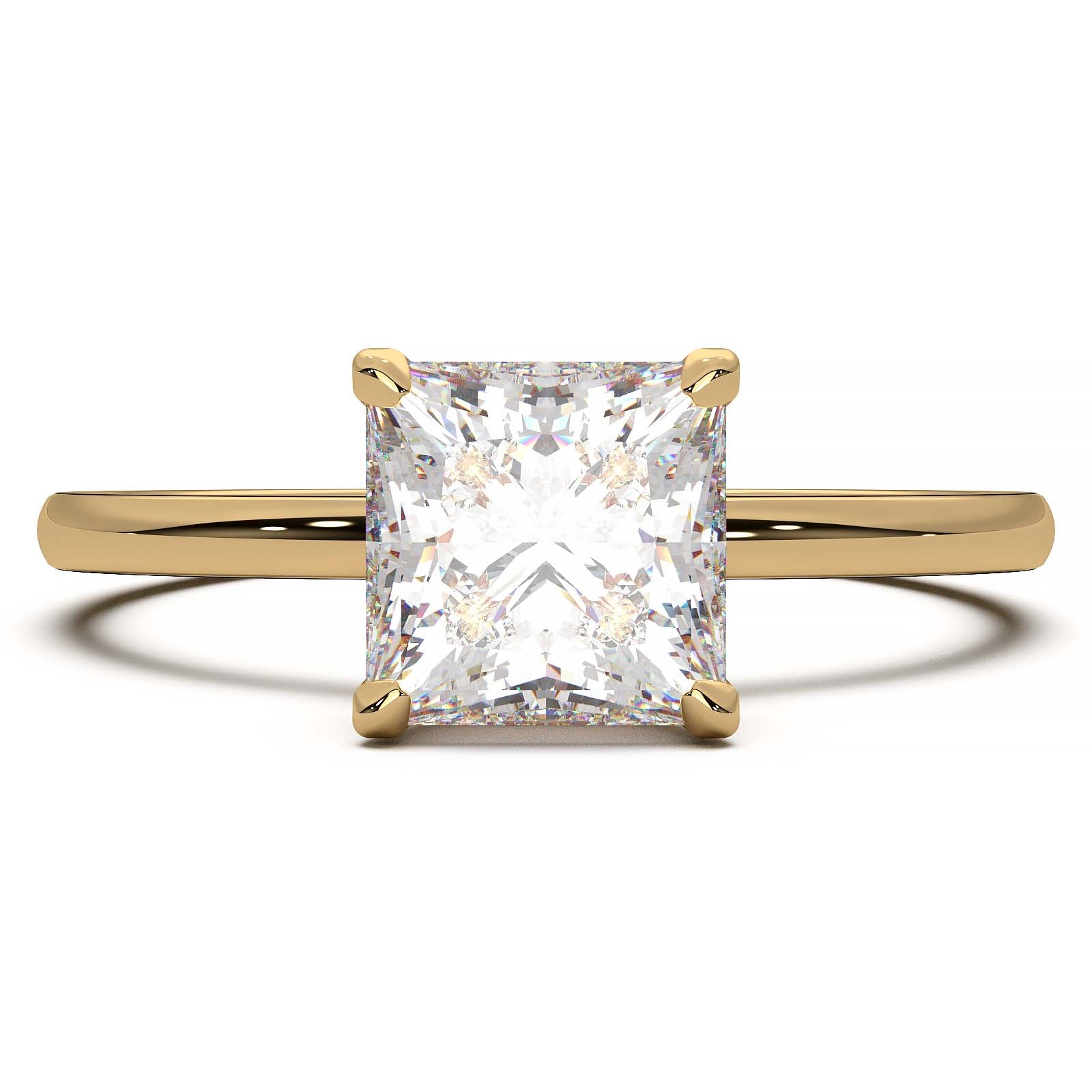 Princess Cut Lab-Grown Diamond Ring with Hidden Halo