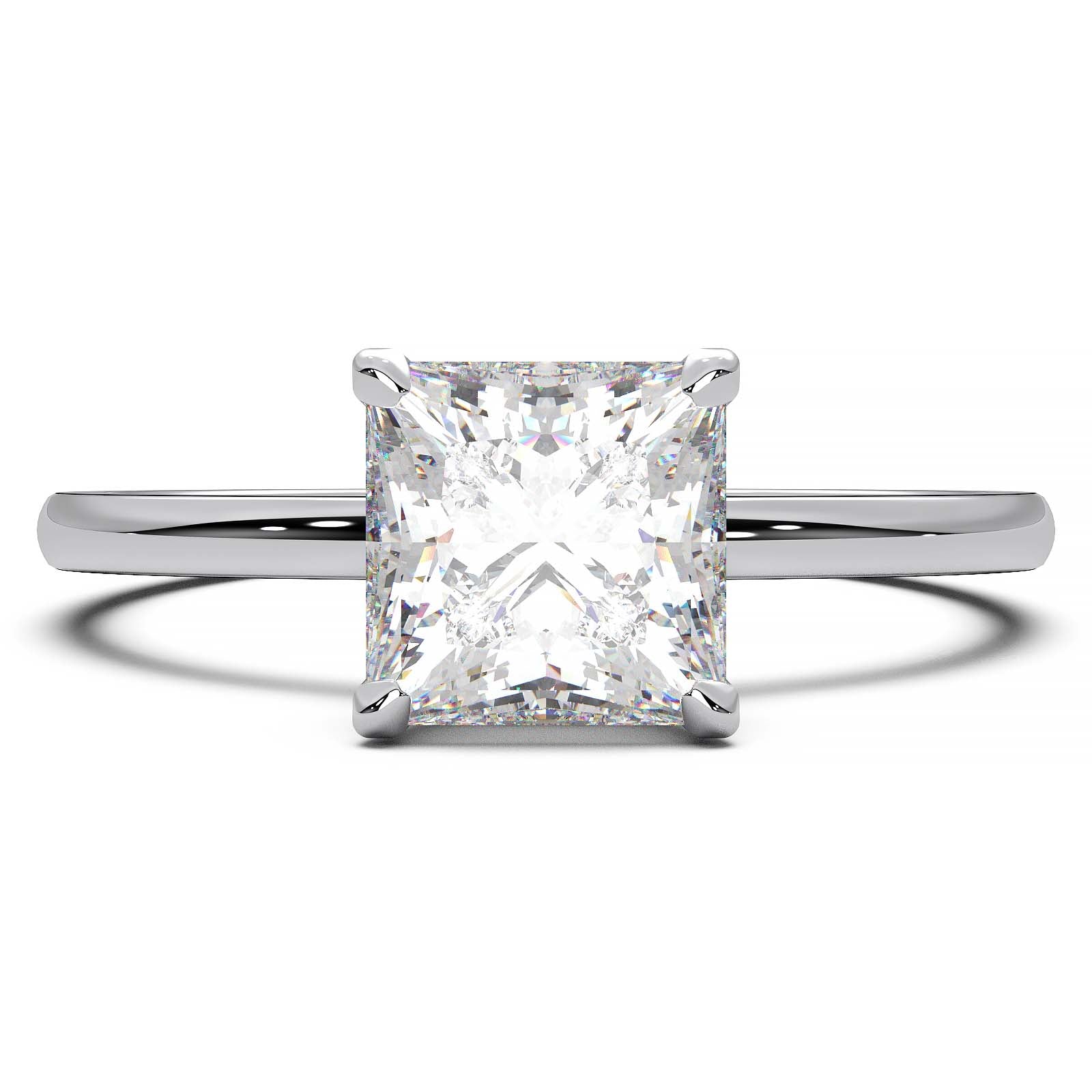 Princess Cut Lab-Grown Diamond Ring with Hidden Halo