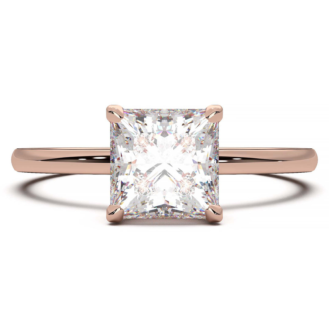 Princess Cut Lab-Grown Diamond Ring with Hidden Halo