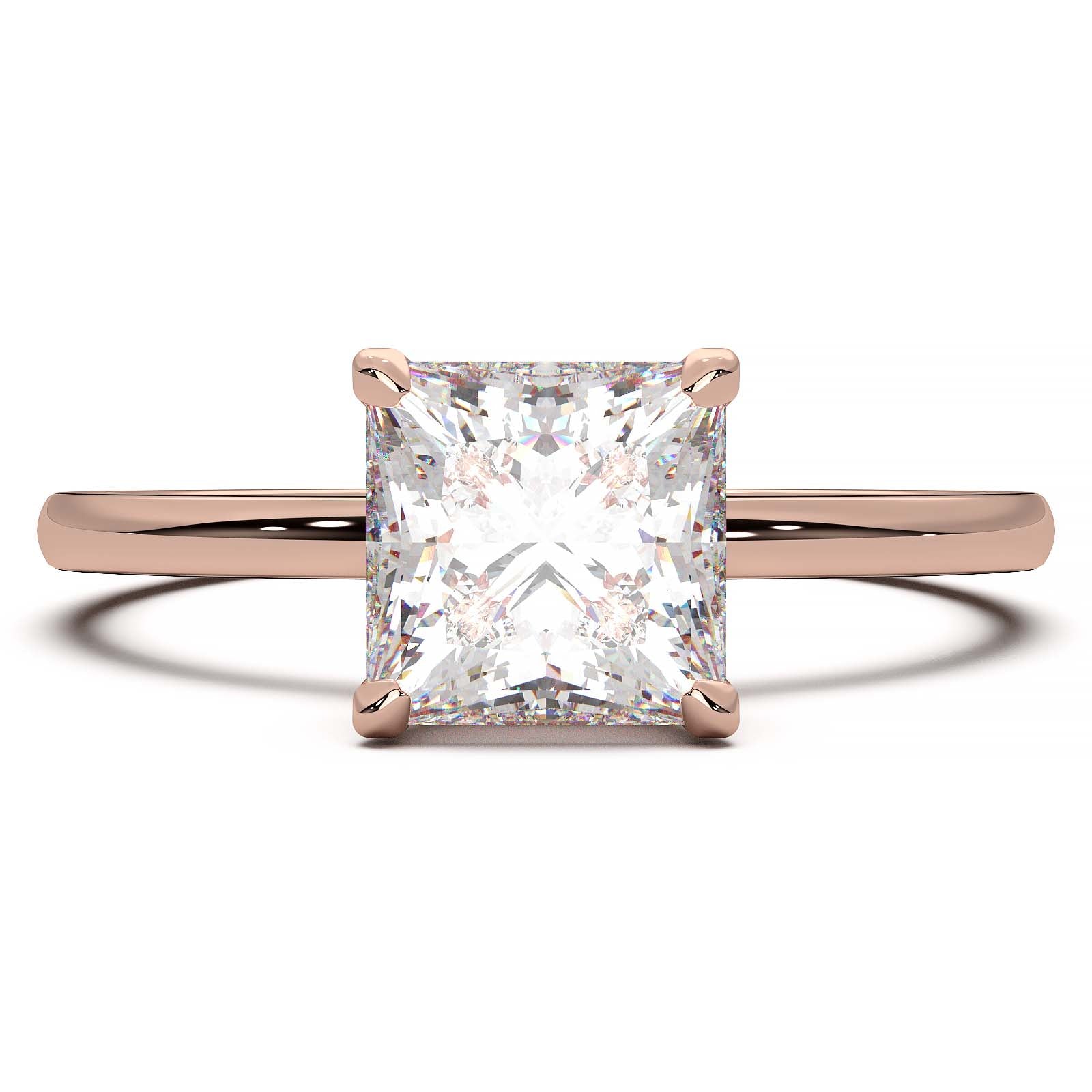 Princess Cut Lab-Grown Diamond Ring with Hidden Halo