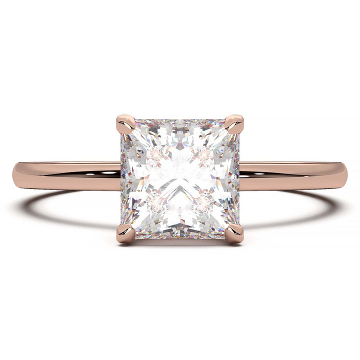 Princess Cut Lab-Grown Diamond Ring with Hidden Halo