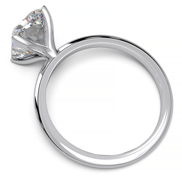 Radiant cut lab-grown diamond solitaire engagement ring with 1.7 carat diamond.