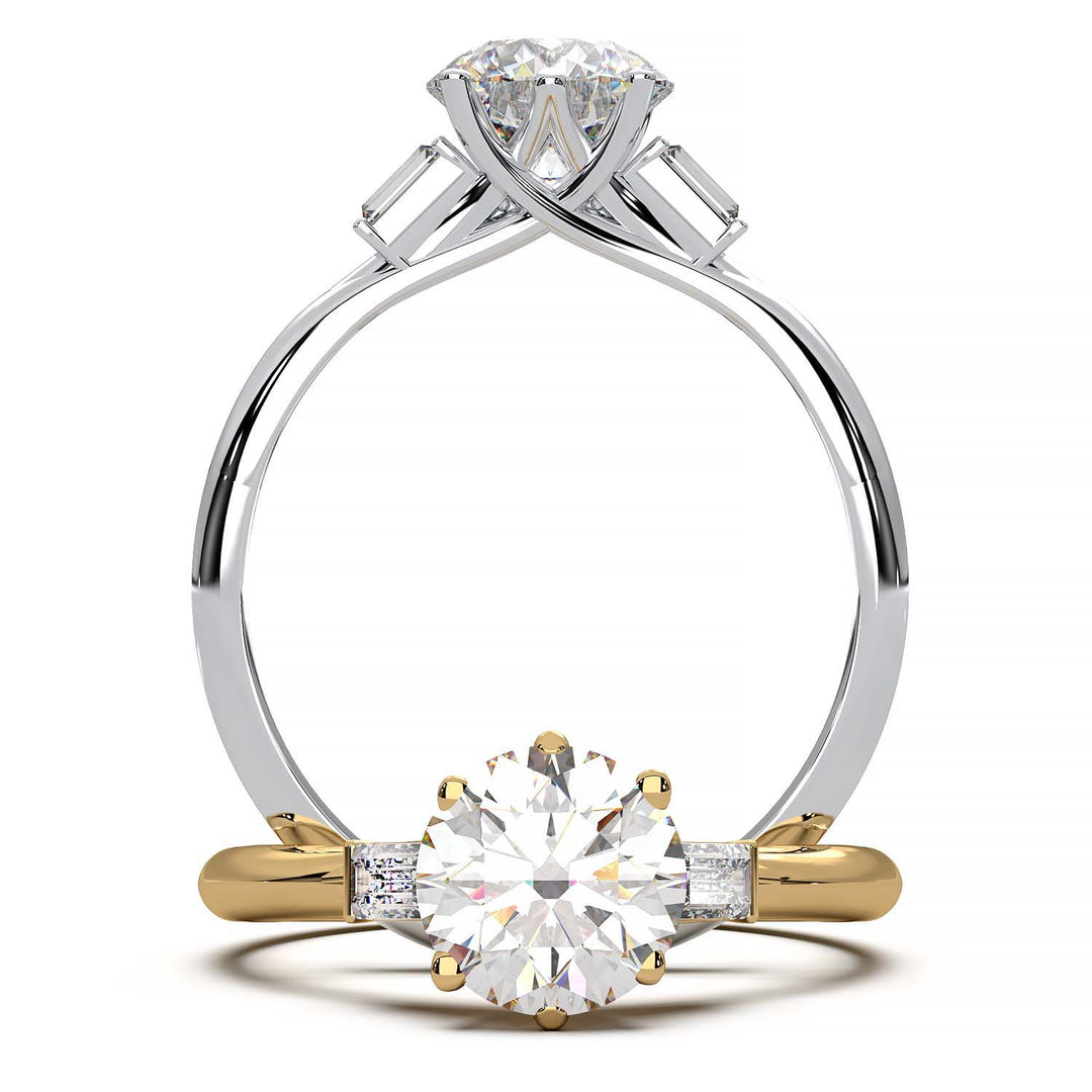 Elegant 1.3 Carat Round Lab Grown Diamond Three Stone Engagement Ring