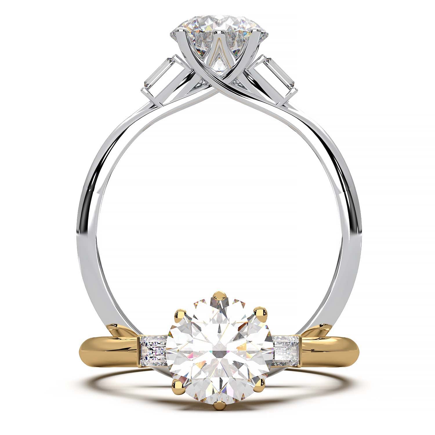 Elegant 1.3 Carat Round Lab Grown Diamond Three Stone Engagement Ring