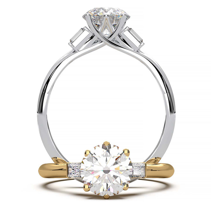 Elegant 1.3 Carat Round Lab Grown Diamond Three Stone Engagement Ring