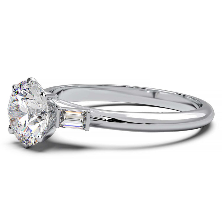 Elegant 1.3 Carat Round Lab Grown Diamond Three Stone Engagement Ring