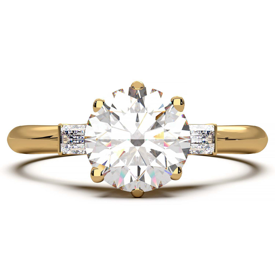 Elegant 1.3 Carat Round Lab Grown Diamond Three Stone Engagement Ring