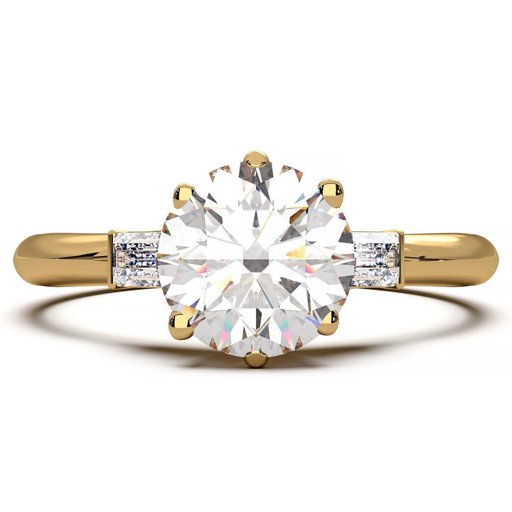 Elegant 1.3 Carat Round Lab Grown Diamond Three Stone Engagement Ring