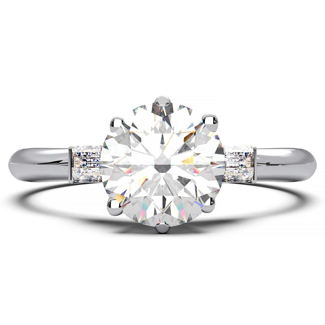 Elegant 1.3 Carat Round Lab Grown Diamond Three Stone Engagement Ring