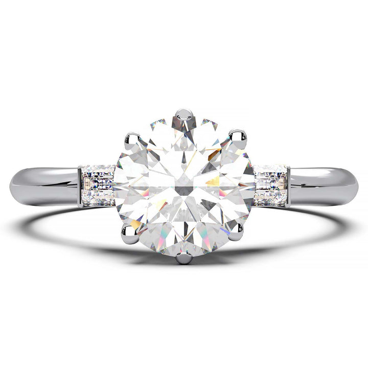 Elegant 1.3 Carat Round Lab Grown Diamond Three Stone Engagement Ring