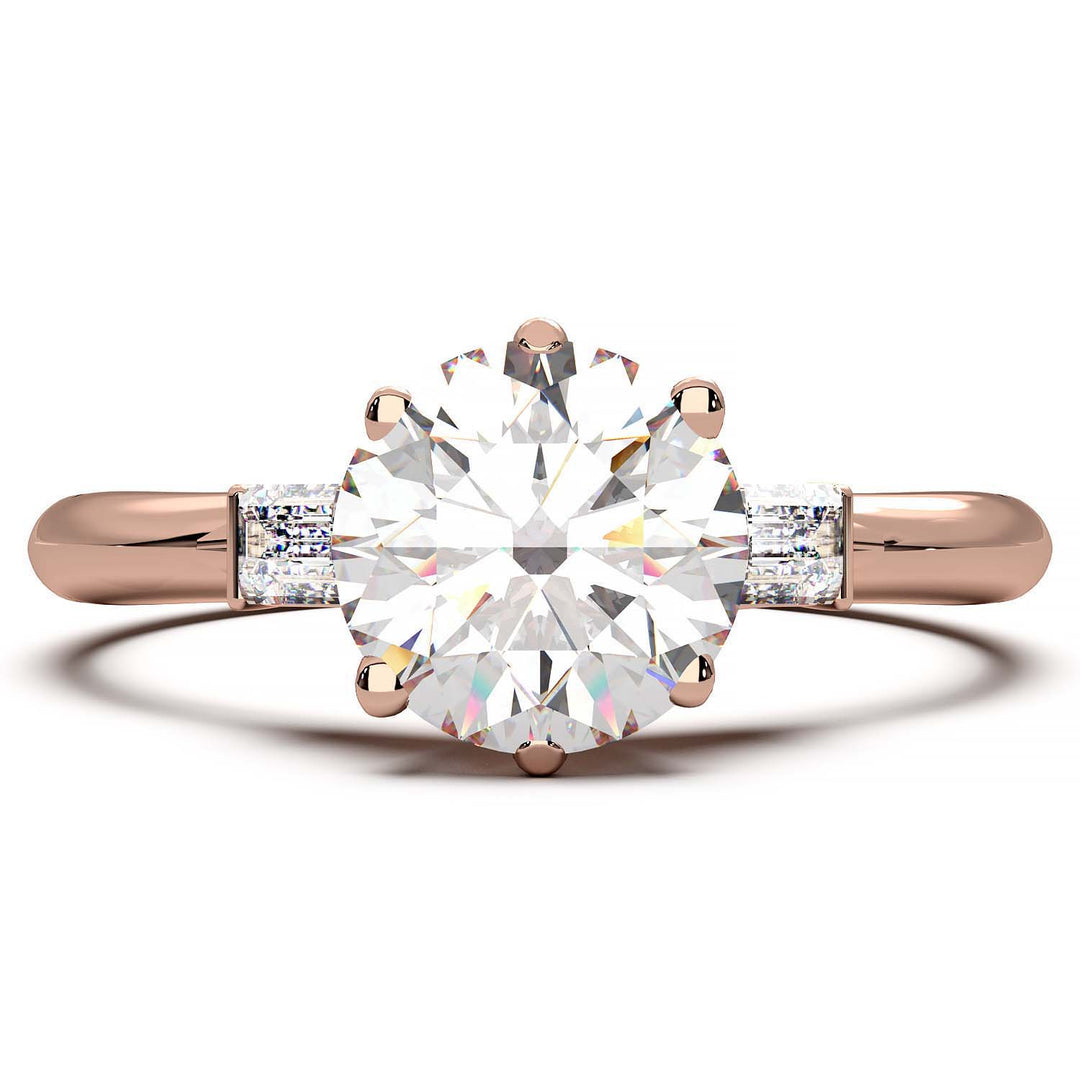 Elegant 1.3 Carat Round Lab Grown Diamond Three Stone Engagement Ring