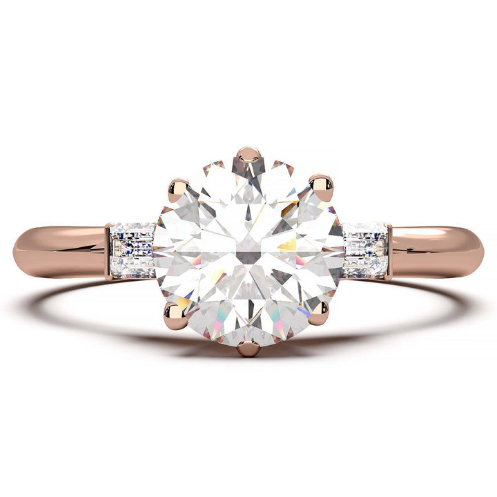Elegant 1.3 Carat Round Lab Grown Diamond Three Stone Engagement Ring