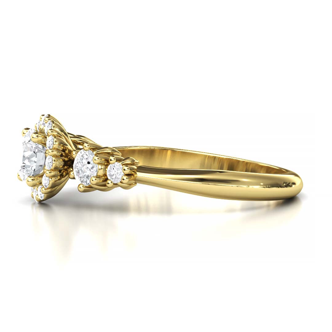 Exquisite Five Stone Lab-Grown Diamond Engagement Ring with a Dazzling 0.4 Carat Centerpiece