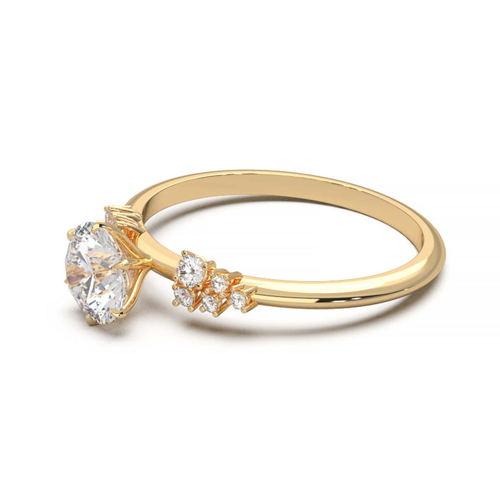 Dainty 0.7 Carat Round Lab Grown Diamond Cluster Engagement Ring