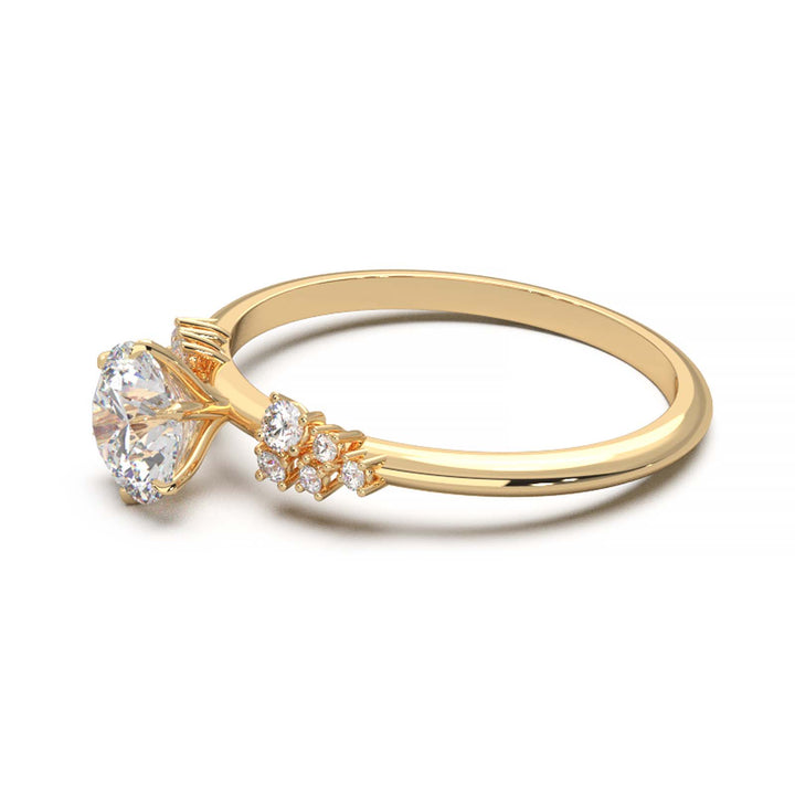 Dainty 0.7 Carat Round Lab Grown Diamond Cluster Engagement Ring