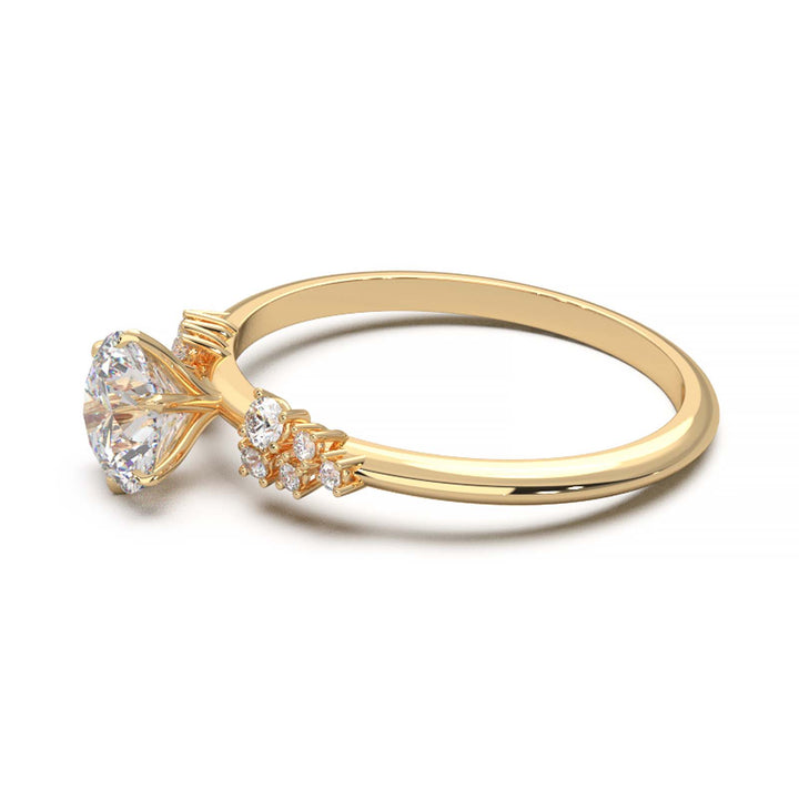 Dainty 0.7 Carat Round Lab Grown Diamond Cluster Engagement Ring