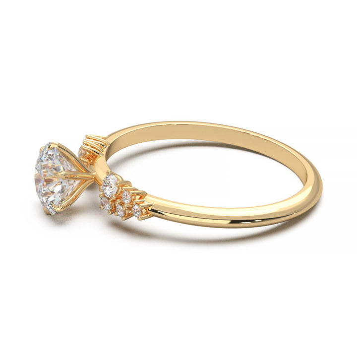 Dainty 0.7 Carat Round Lab Grown Diamond Cluster Engagement Ring