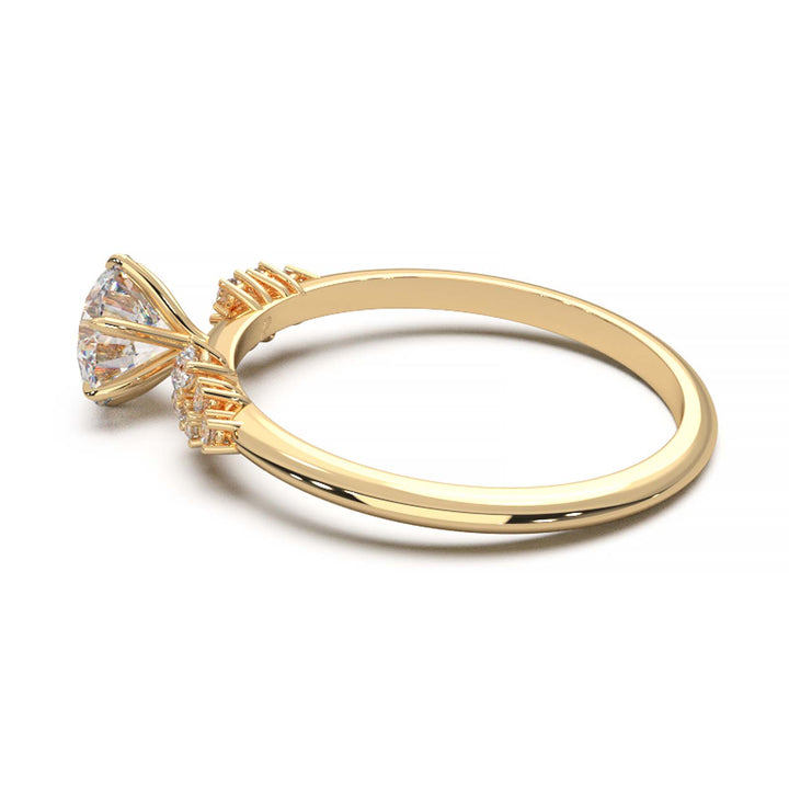 Dainty 0.7 Carat Round Lab Grown Diamond Cluster Engagement Ring