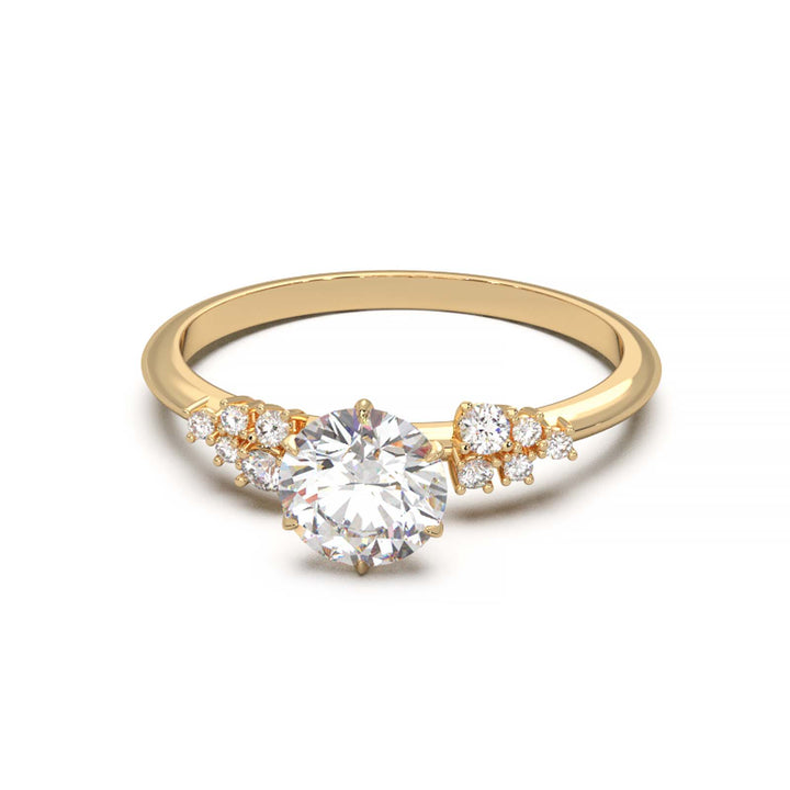 Dainty 0.7 Carat Round Lab Grown Diamond Cluster Engagement Ring