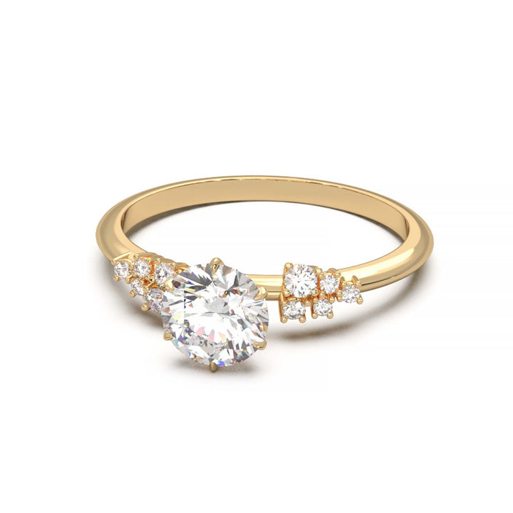 Dainty 0.7 Carat Round Lab Grown Diamond Cluster Engagement Ring