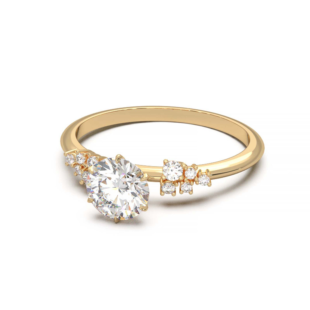 Dainty 0.7 Carat Round Lab Grown Diamond Cluster Engagement Ring