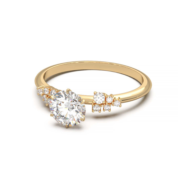 Dainty 0.7 Carat Round Lab Grown Diamond Cluster Engagement Ring