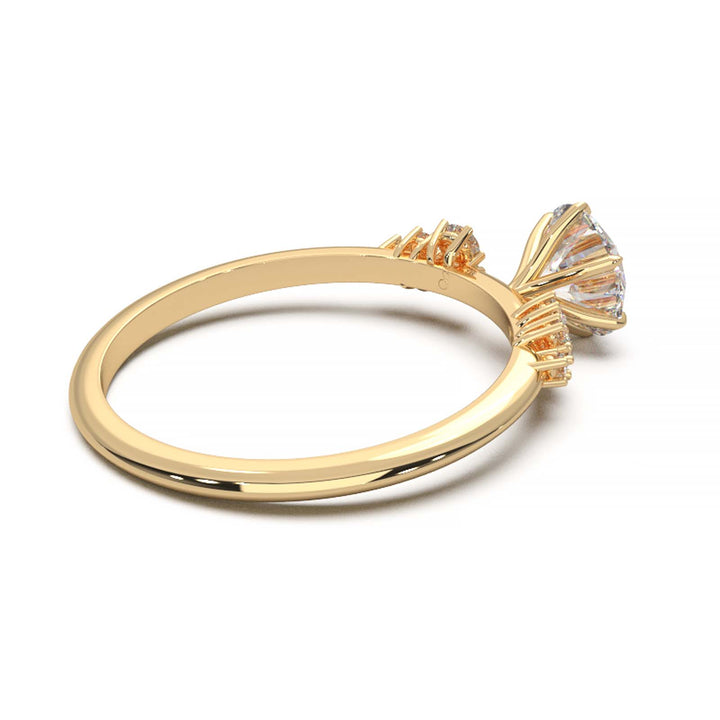 Dainty 0.7 Carat Round Lab Grown Diamond Cluster Engagement Ring