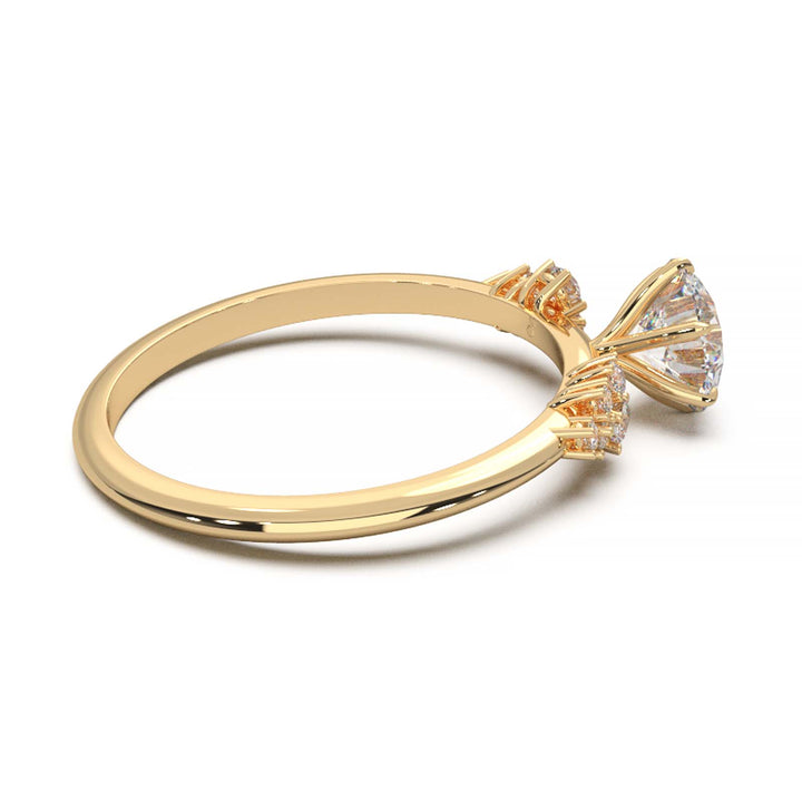 Dainty 0.7 Carat Round Lab Grown Diamond Cluster Engagement Ring