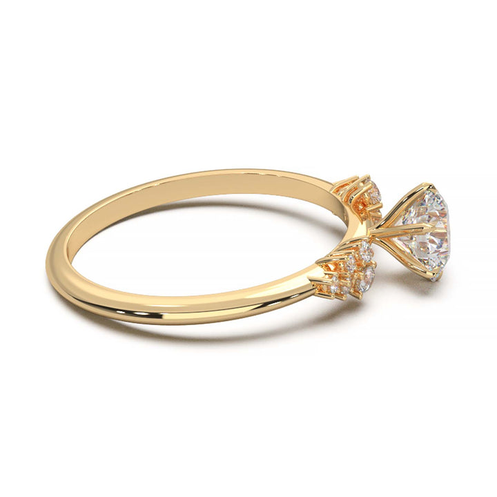 Dainty 0.7 Carat Round Lab Grown Diamond Cluster Engagement Ring