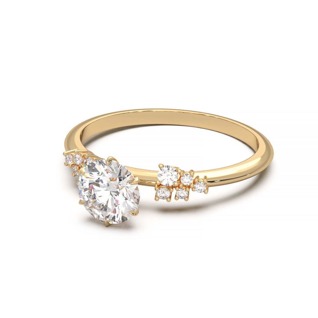 Dainty 0.7 Carat Round Lab Grown Diamond Cluster Engagement Ring