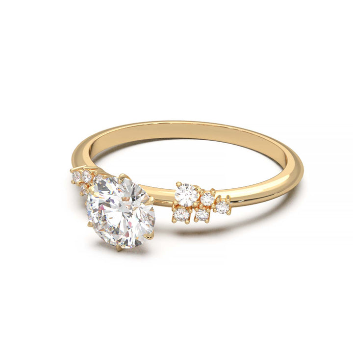 Dainty 0.7 Carat Round Lab Grown Diamond Cluster Engagement Ring