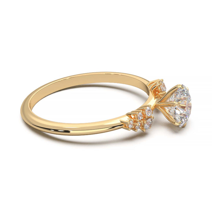 Dainty 0.7 Carat Round Lab Grown Diamond Cluster Engagement Ring