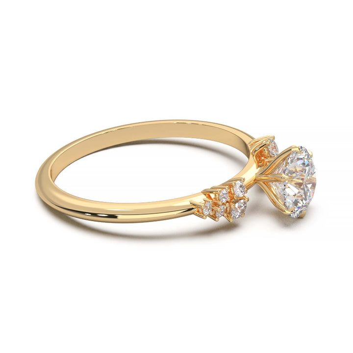 Dainty 0.7 Carat Round Lab Grown Diamond Cluster Engagement Ring