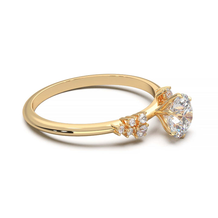 Dainty 0.7 Carat Round Lab Grown Diamond Cluster Engagement Ring