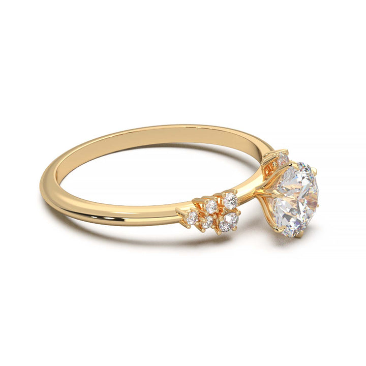 Dainty 0.7 Carat Round Lab Grown Diamond Cluster Engagement Ring
