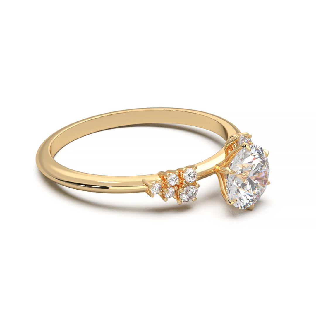 Dainty 0.7 Carat Round Lab Grown Diamond Cluster Engagement Ring