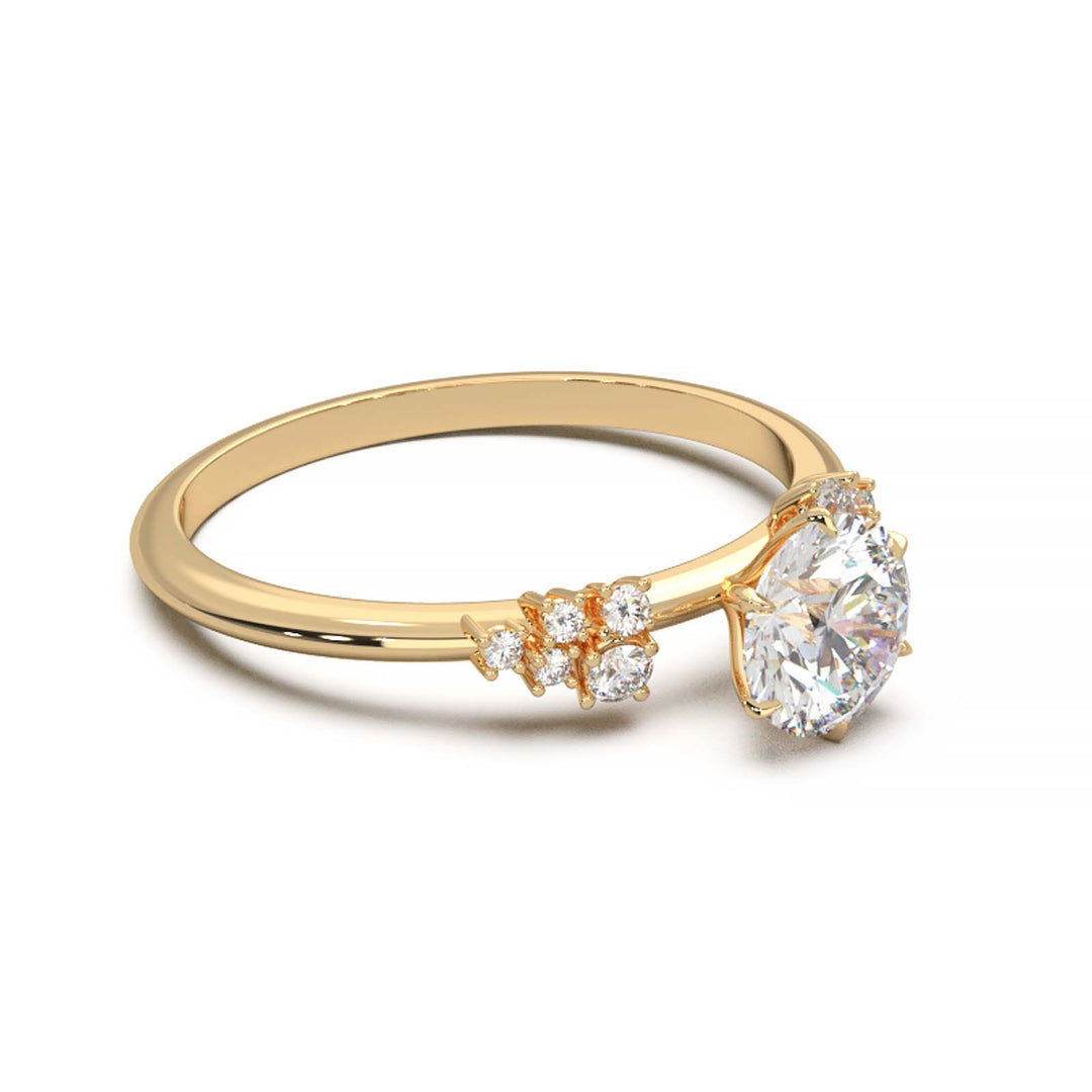 Dainty 0.7 Carat Round Lab Grown Diamond Cluster Engagement Ring
