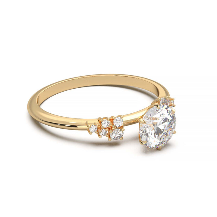 Dainty 0.7 Carat Round Lab Grown Diamond Cluster Engagement Ring