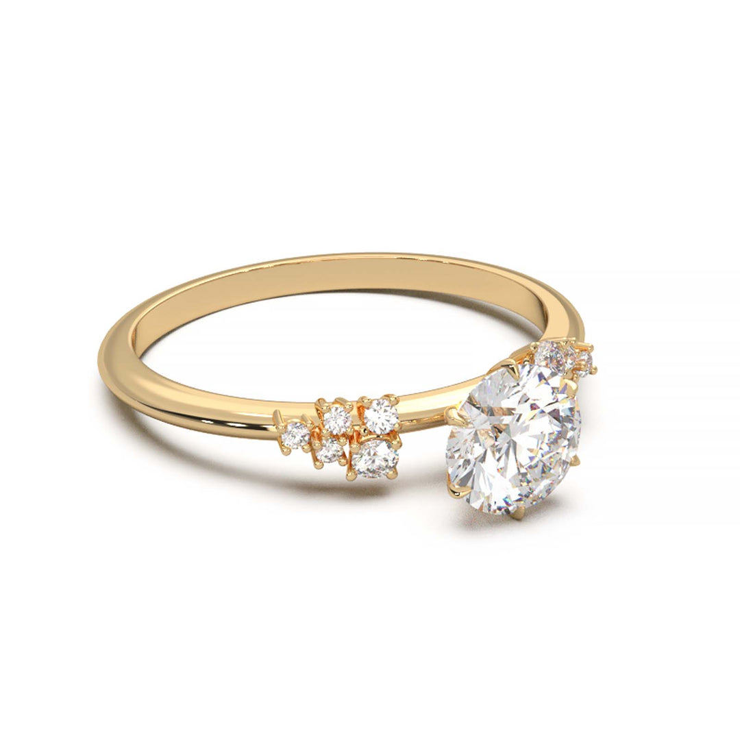 Dainty 0.7 Carat Round Lab Grown Diamond Cluster Engagement Ring